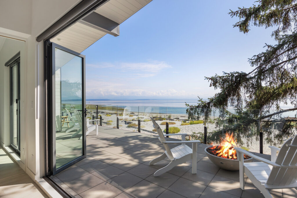 Beachfront Suite Patio with Views and a Fire Bowl Sitting area