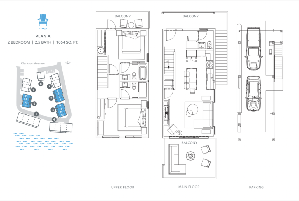 Floor plan of our premiere townhouses at The Beach House Saratoga
